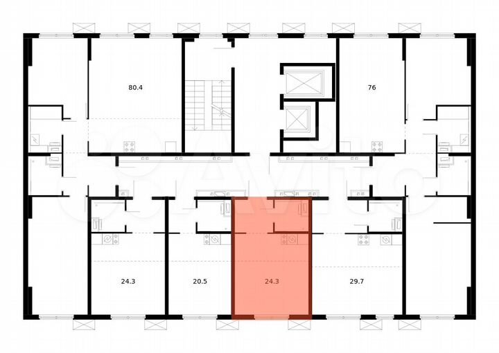 Квартира-студия, 24,3 м², 8/8 эт.
