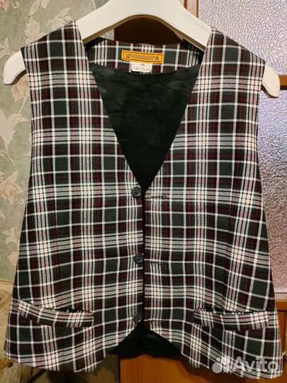 Жилет для мальчика (серая клетк) 146-72-66