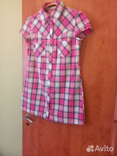Платье-рубашка в клетку