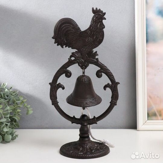 Колокол сувенирный чугун 'Петушок' 13,5х19,5х39 см
