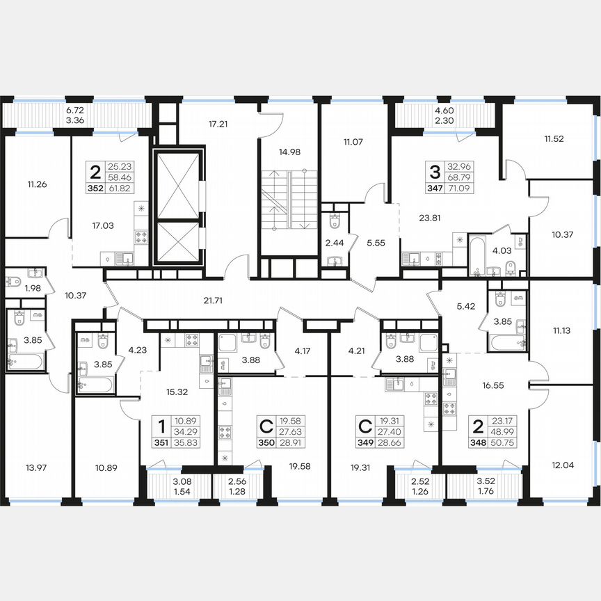 2-к. квартира, 50,8 м², 6/15 эт.