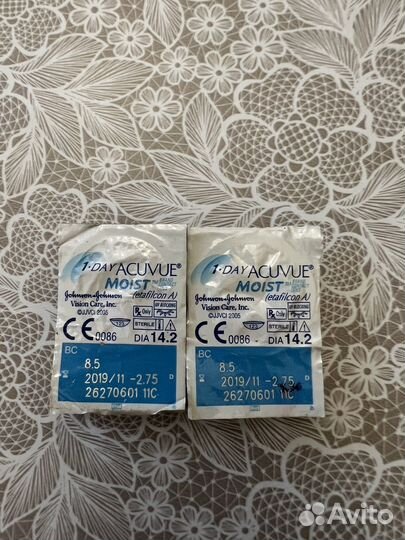 Пара контактных линз 1-day Acuvue moist -2,75
