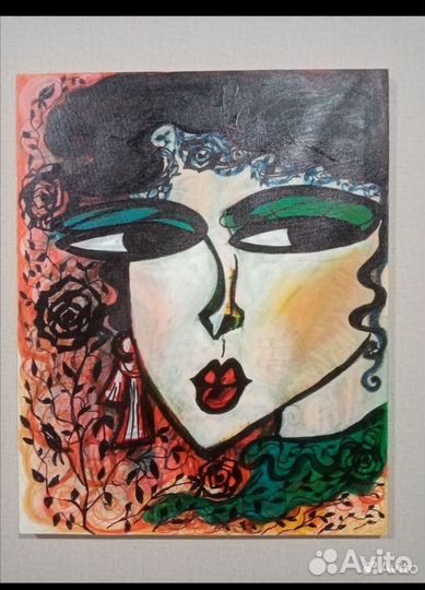 Картина, абстракция, девушка, Холст