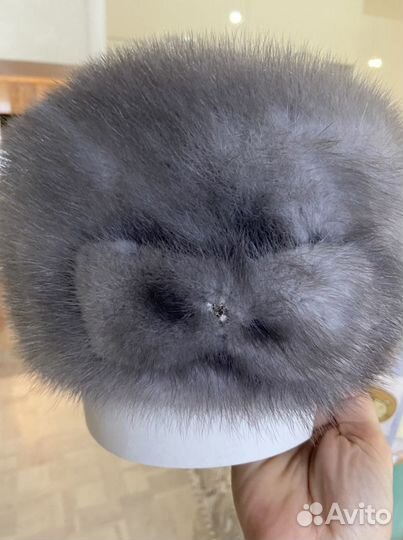 Шапка голубая норка, новая