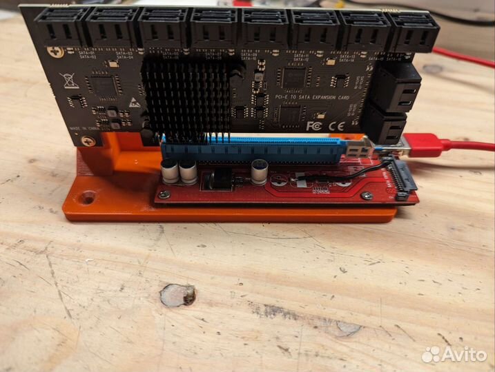 SATA контроллер на 20 hdd SATA + райзер pci-e