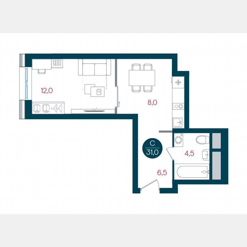 1-к. квартира, 31 м², 11/32 эт.