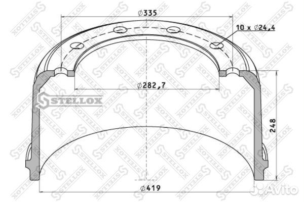 85-00025-SX торм.барабан 419x180/204 H248 d2