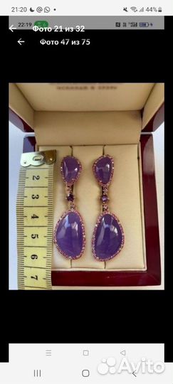 Золотые серьги с халцедоном и бриллиантами