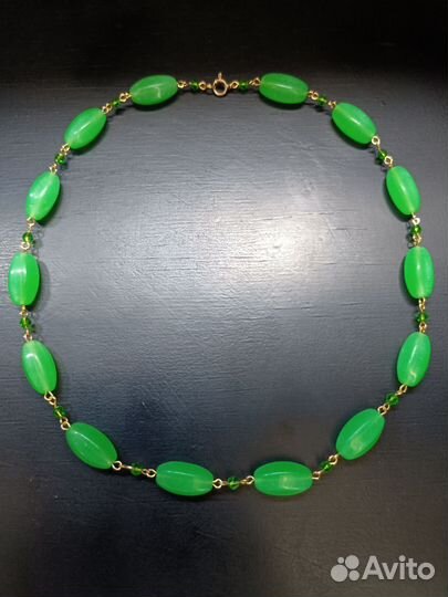 Урановые бусы цепь.Стекло. Винтаж