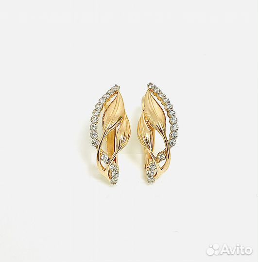 Золотые серьги с фианитами