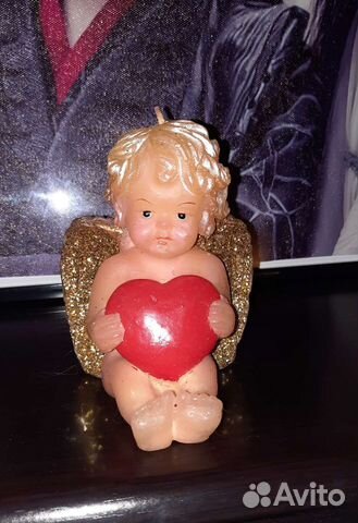 Винтажная Свеча Ангел Купидон Амур с Сердцем