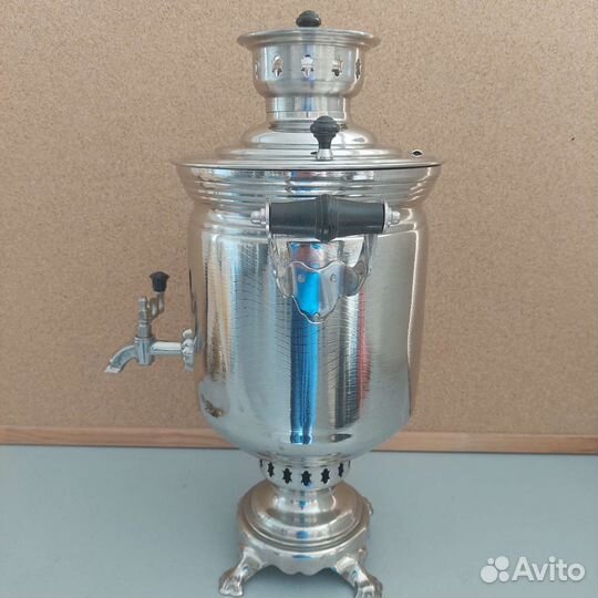 Угольный самовар 5 литров с подносом и трубой