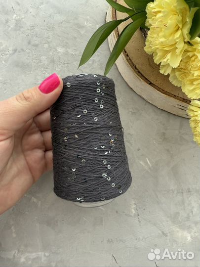 Пряжа хлопок с пайетками