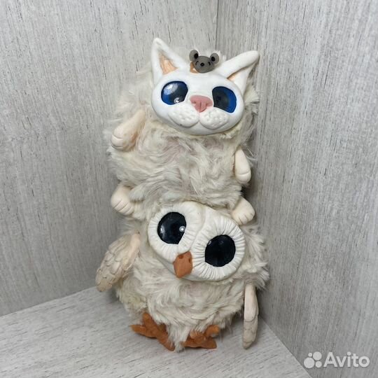 Игрушка ручной работы Малышарики кот и совушка