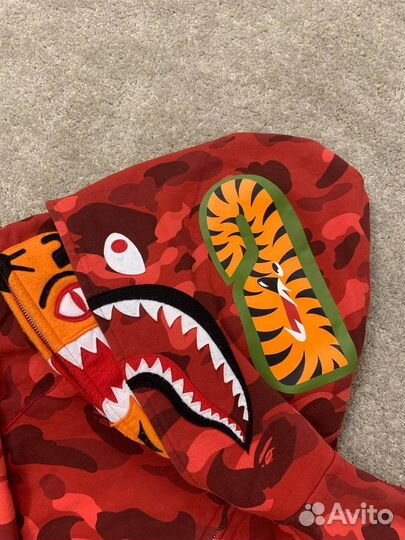Bape Shark Zip Hoodie Red