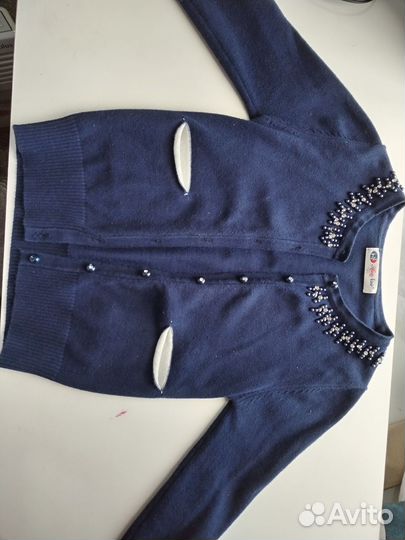 Кофта школьная для девочки 134 синяя