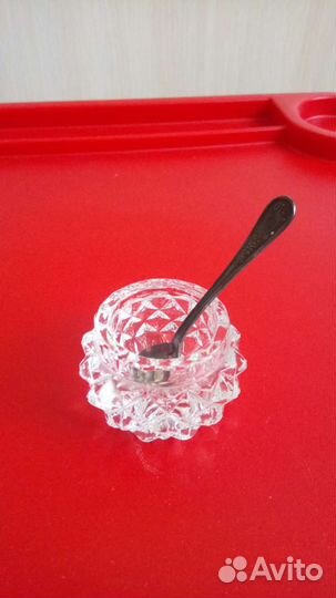 Хрустальная солонка с ложечкой