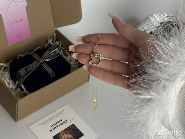 Колье подвеска буква D в подарок на 8 марта