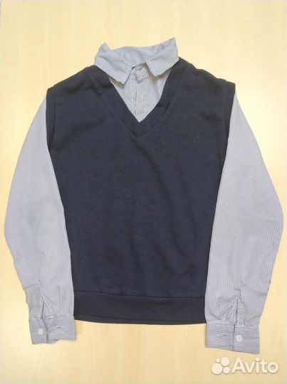 Форма школьная 2пакета рубашка брюки обманка жилет