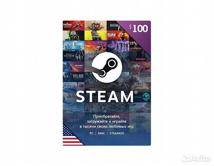 Карта оплаты Steam 100 USD USA (Steam Wallet (US)