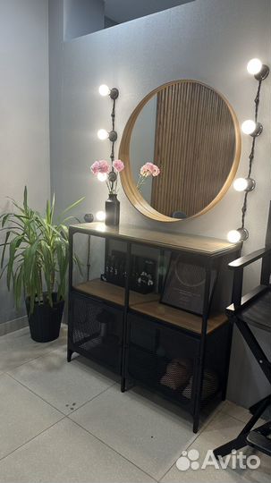 Зеркало настенное IKEA с лампочками фьельбо