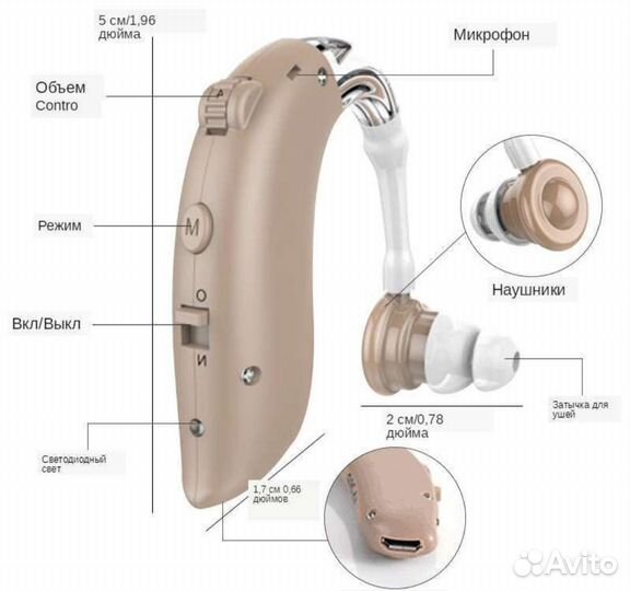 Цифровой слуховой аппарат на аккумуляторах