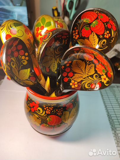 Деревянные ложки СССР Хохломская роспись