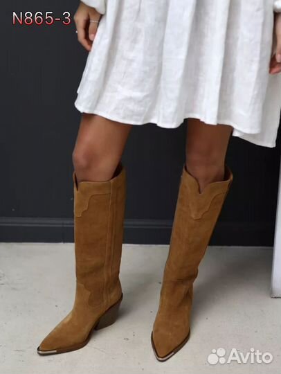 Казаки высокие натуральная кожа/ замша