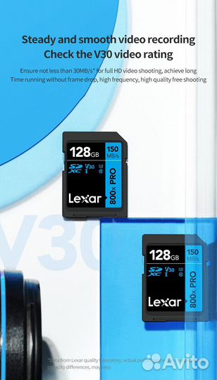 Карта памяти Lexar SD 800X Pro, 128 гб класс 10