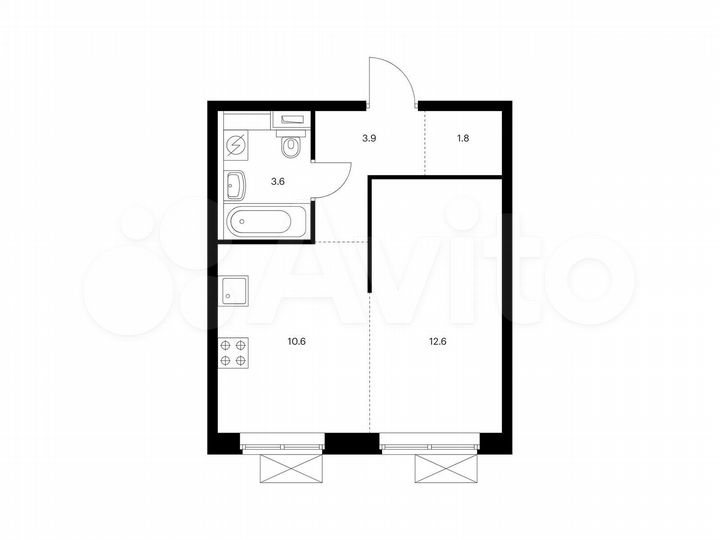 1-к. квартира, 32,5 м², 5/9 эт.