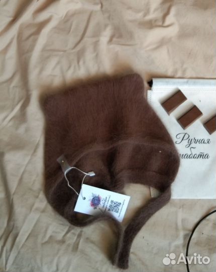 Чепчик с ушками Teddy с пайетками из Ангоры 80