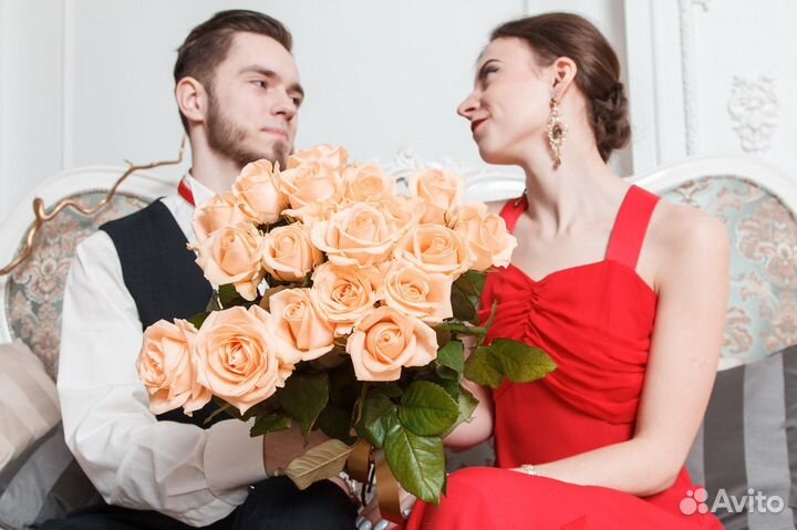 Букет цветов Розы персиковые на Свидание