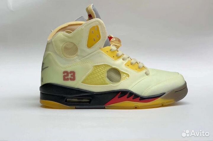 Кроссовки jordan 5 off white sail on feet