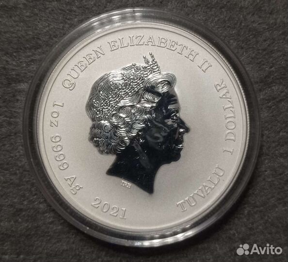 Монета Тувалу 2021 Боги Олимпа Посейдон Серебро