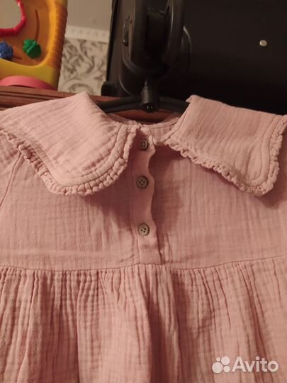 Муслиновое платье для девочки 86 размер розовое