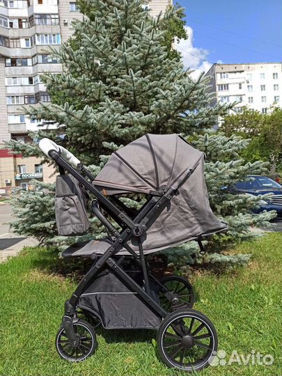 Новая коляска Luxmom перекидная ручка, серый цвет