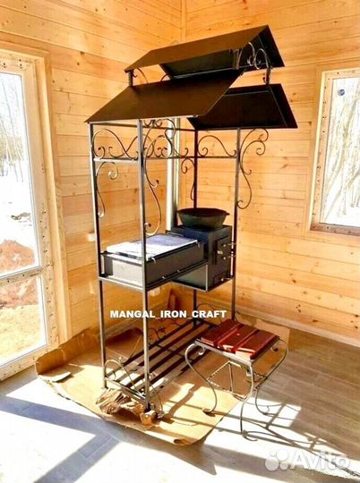 Мангал с печкой под казан