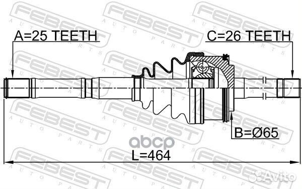 ШРУС внешний с валом 2214K2700 Febest