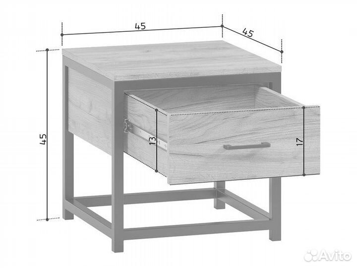 Тумба прикроватная Лофт Дуб Золотистый