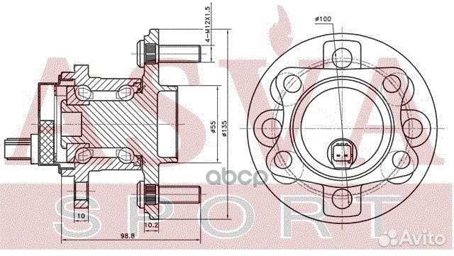 Ступица задняя с датчиком ABS tywh-KSP90R asva