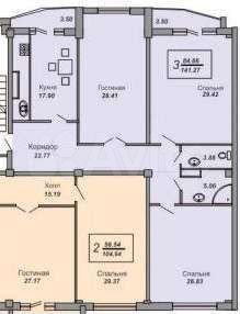 3-к. квартира, 141 м², 2/7 эт.
