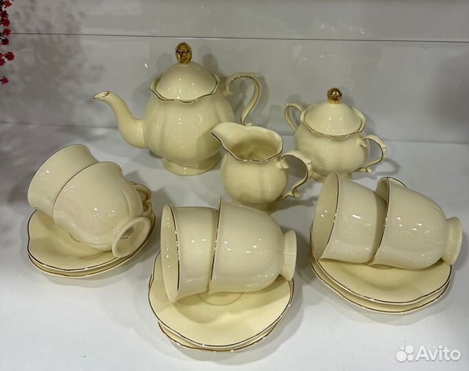 Сервиз набор чайный с золотистой каймой
