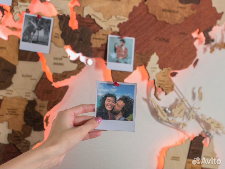 Деревянная карта мира с подсветкой в рассрочку