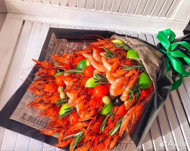 Съедобные букеты из раков