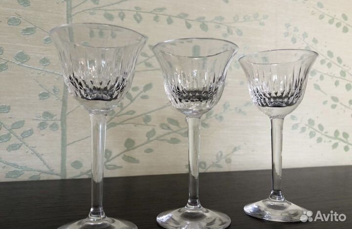 Ликерные рюмки старая Богемия ручная резьба