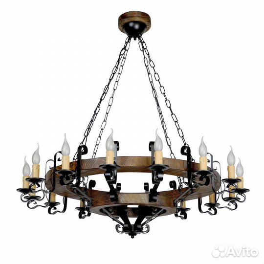 Люстра деревянная колесо