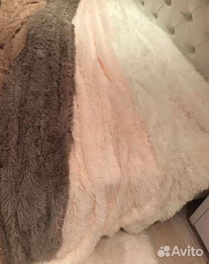 Пушистый плед травка евроразмер 220х220