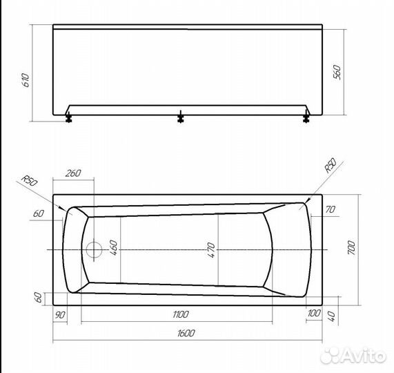 Ванна акрил 160х70 Aquatek Либра New LIB160N-0000