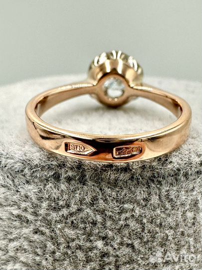 Золотое кольцо с бриллиантом 0,42 ct СССР 583