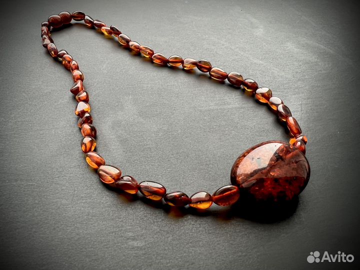 Чокер из натурального янтаря 40 см